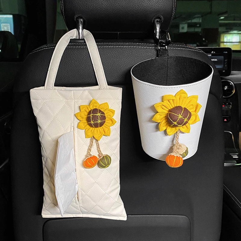 

Fashion Car Interior Decorations Sunflower Hanging Car Seat Back Tissue Box Tissue Bag