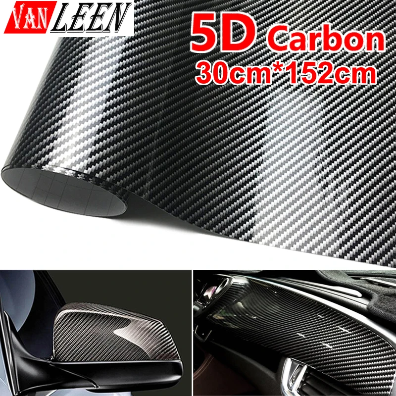 DIY 5D Gloss Carbon Fiber Vinyl Wrap Film Decal Car Stickers For All Car Fow Bmw For Audi VW Toyota Honda Jeep Nissan Mazda Benz