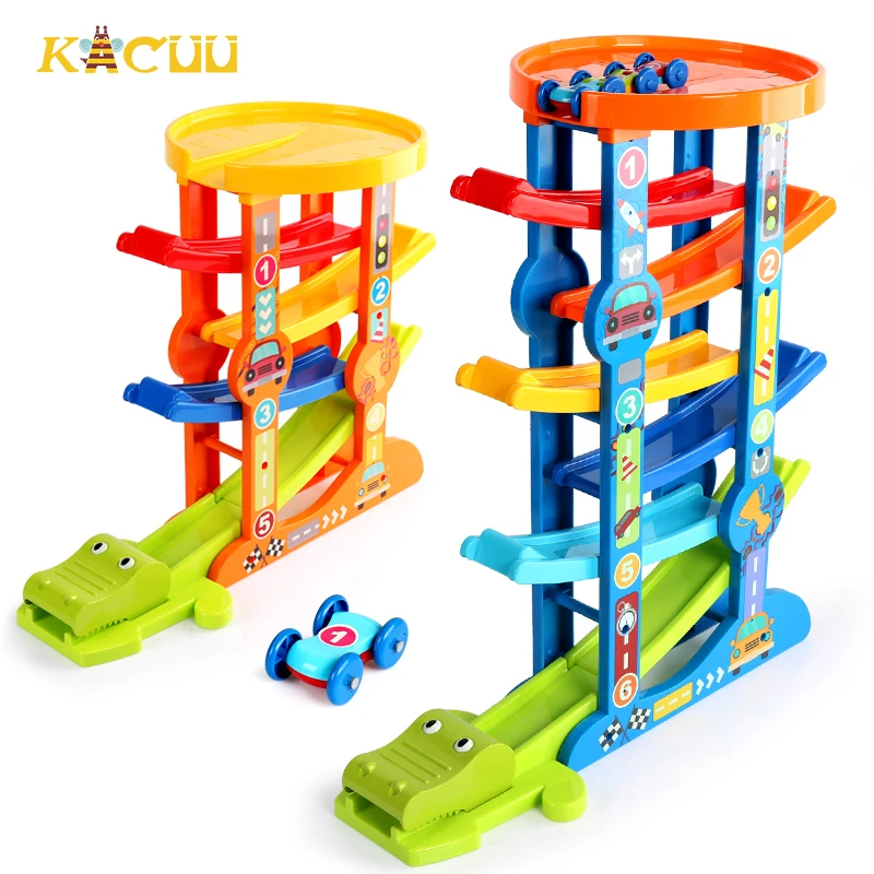 

7-Layer Ramp Race Track & 6 Mini Inertia Car Sliding Toys Baby Toddler Motor Skill Developmental Learning Toys Kid Children gift