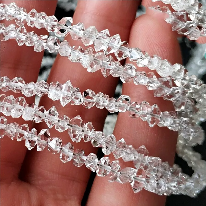 Herkimer Diamond crystal white baroque faceted 3-6mm FPPJ for making jewelry