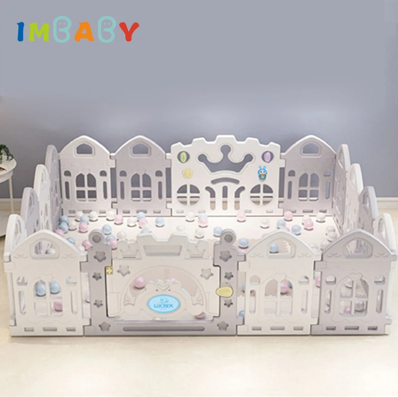 

IMBABY Foldable Baby Playpen For Children Safety Barrier HDPE For Newborn Ball Dry Pool Playground Fence Indoor Kids Play Center