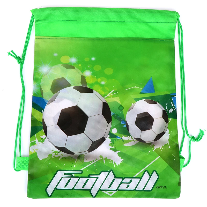 1PCS School Football Drawstring Backpacks Fashion Green  Bags Kids Boy Favors Non-Woven Fabric Backpack