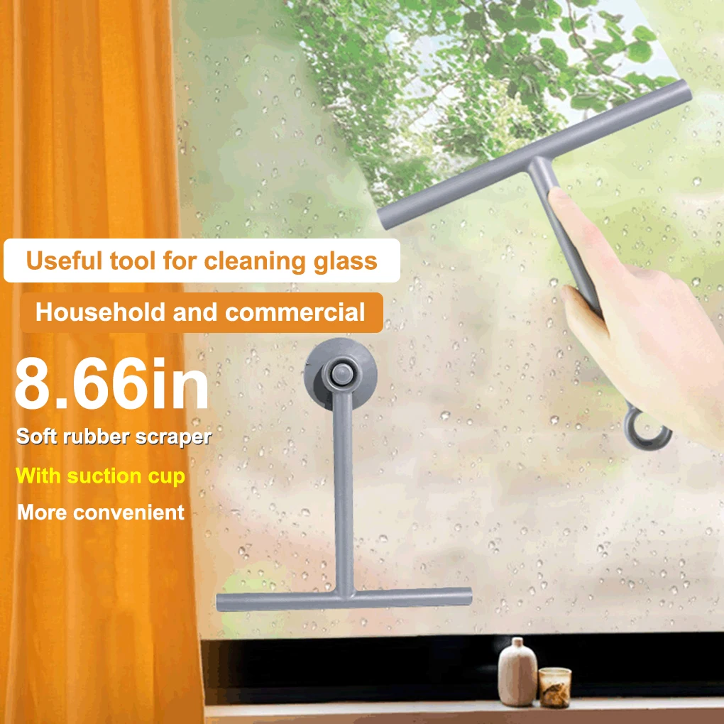 Bathroom Window Wiper Shower Stall Glass Silicone Scraper Metal Handle High Efficient Cleaning Tool Accessories Black