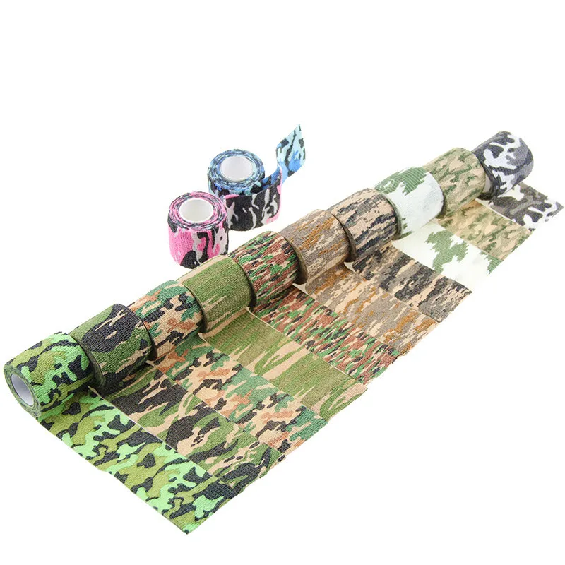 8 Rolls Camouflage Tape Protective Military Telescopic Camo Tape 5CM x 4.5M Non-Woven Self-Adhesive Wrap Fabric Stealth Tape