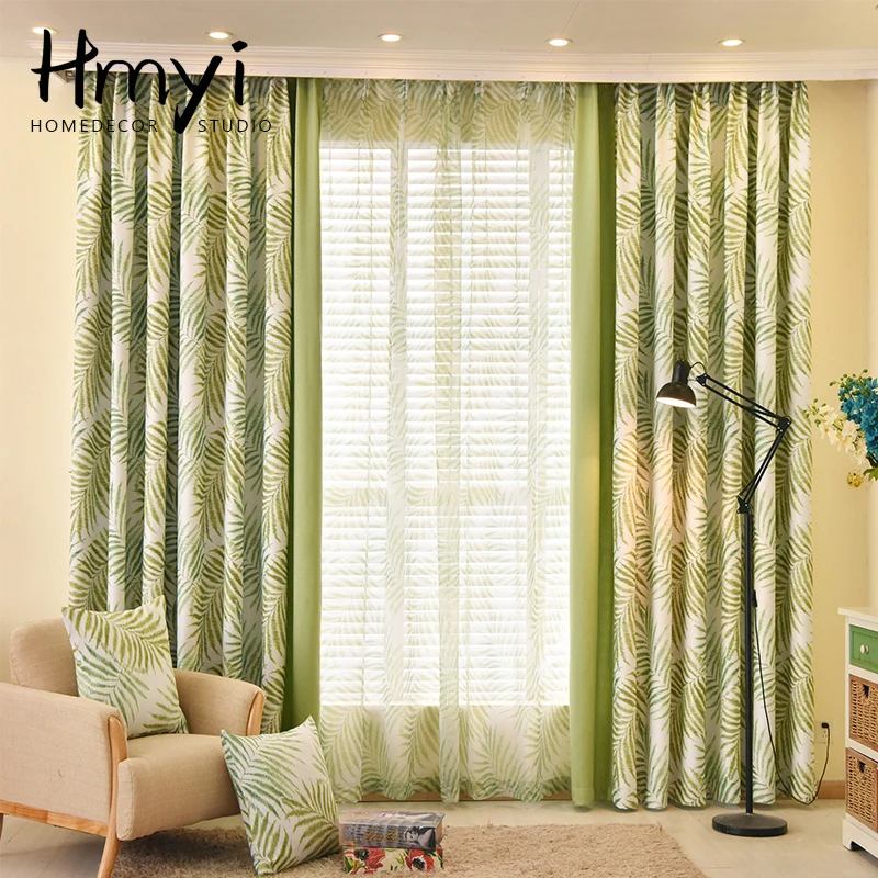 

Modern Green Leaf Pattern Blackout Curtains For Living Room Home Bedroom Window Drapes Rideaux Gordijnen Shading 85% Blinds