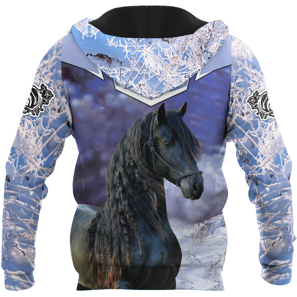 Beautiful Friesian Horse 3D All Over Printed Autumn Men Hoodie Unisex Casual zipper Pullover Streetwear sudadera hombre DW0462