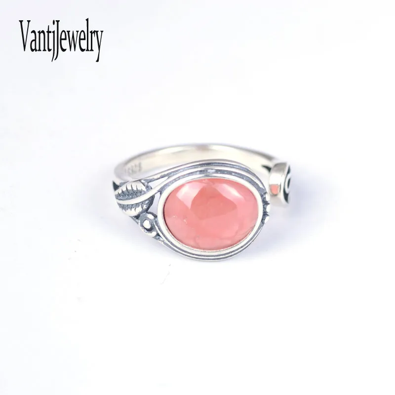 

Natural Rhodochrosite Rings Sterling 925 Silver Gemstone 8*10mm for Women Wedding Engagement Gift Fine Jewelry