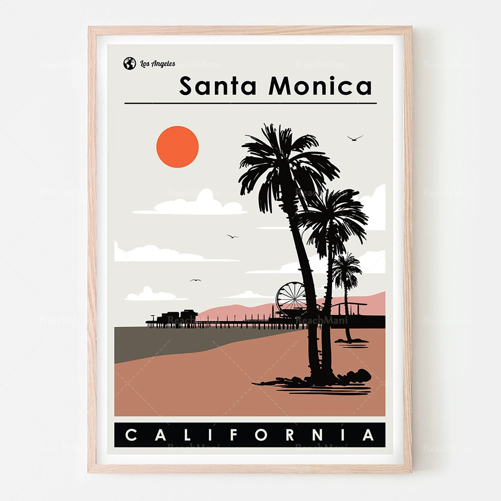 ملصقات السفر، سان فرانسيسكو، لاغونا، شلالات نياجرا، حديقة شيكاغو ميلينيوم، بورتلاند أوريغون، ديكور جدار شاطئ ميامي #2