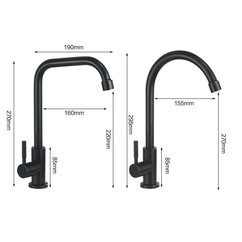 Durable Simple Kitchen Faucet Basin Sink Tap Single Cold Black Rotation Sink faucet Excellent Quality