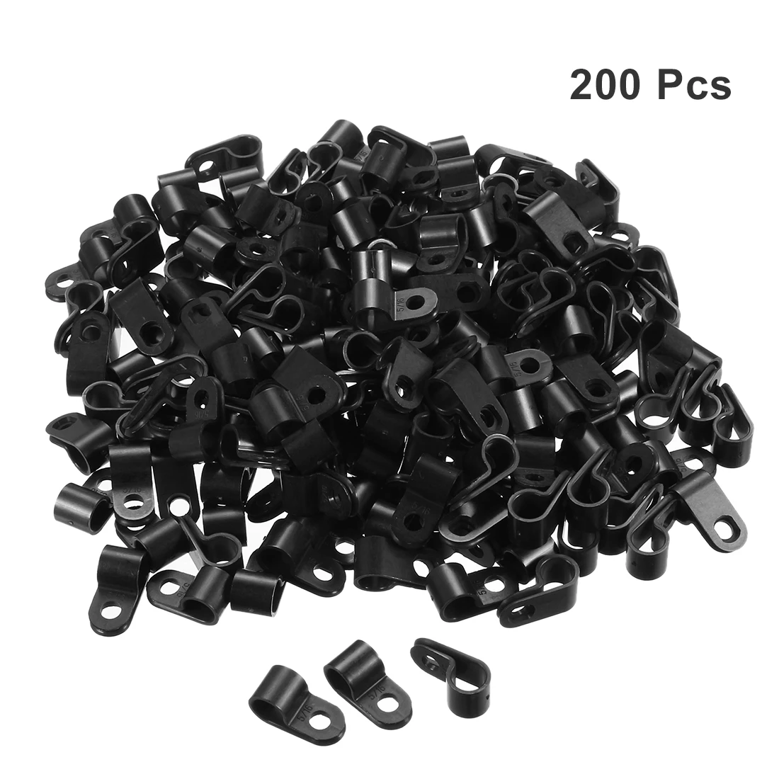 Uxcell 200Pcs Nylon R-type Cable Clamp Organizer Cord Clips for Wire Management 7.9mm Black CC-1.5
