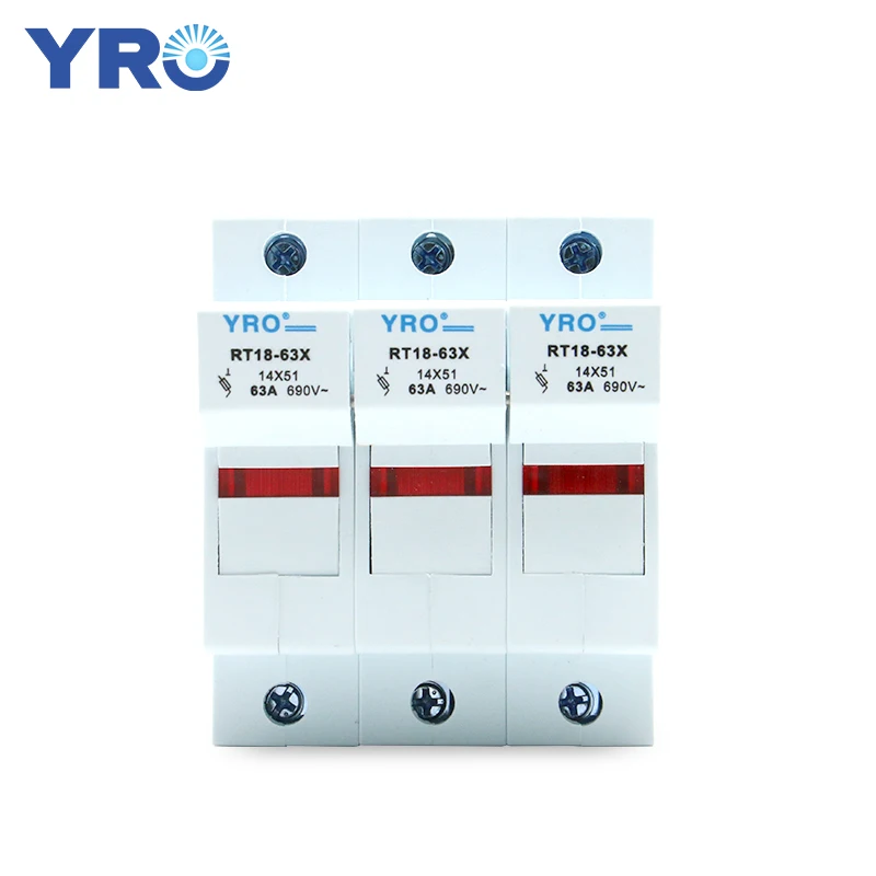AC 1PC 3P Fuse Base 690V 63A With LED light Matching Fuse 14x51MM R016 only Fuse Base RT18-63X