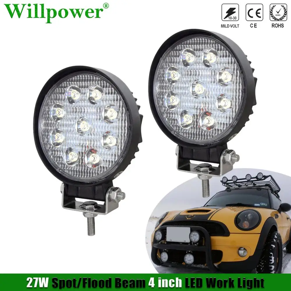 2pcs SUV Car 4" Spotlight LED Work Light For Jeep JK Offroad 4x4 Truck Round Headlight Tractor UTV ATV Flood Driving Fog Lamp