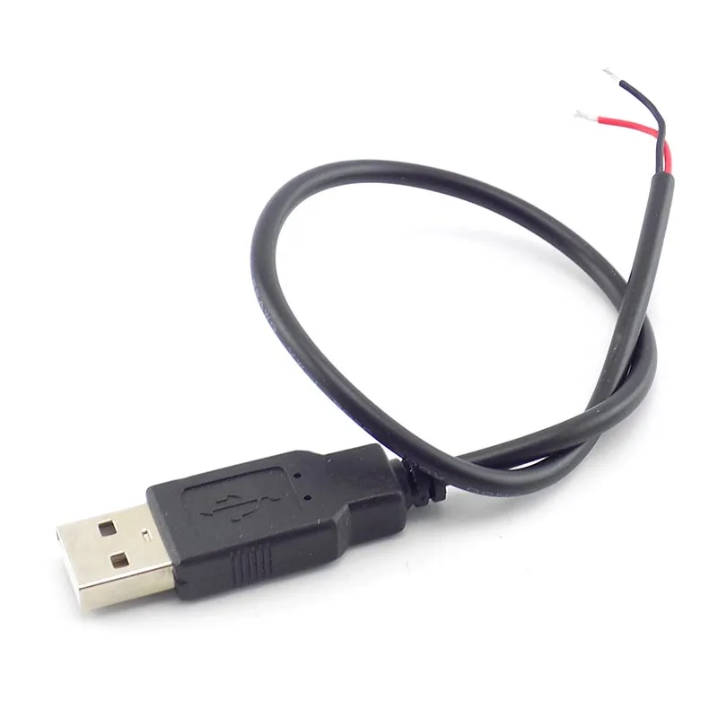 Câble d'alimentation 0.3/1/2M DC 5V USB 2.0 Type A mâle 2 broches, adaptateur de Charge pour appareils intelligents, connecteur bricolage 19