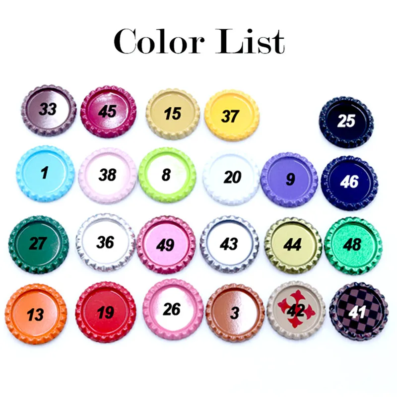 200pcs/lot 25mm Inside Colored Round Flattened Bottle Caps for DIY Hairbow Crafts Hair Bows Necklace Jewelry Accessories