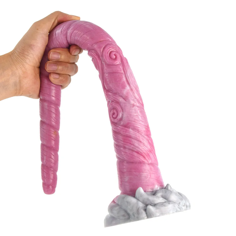 FAAK Super Long butt Plug With Suction Cup Gory Raw Meat Color unicorn Thread Anal Dildo Anus Massage Sex Toys For Women Man