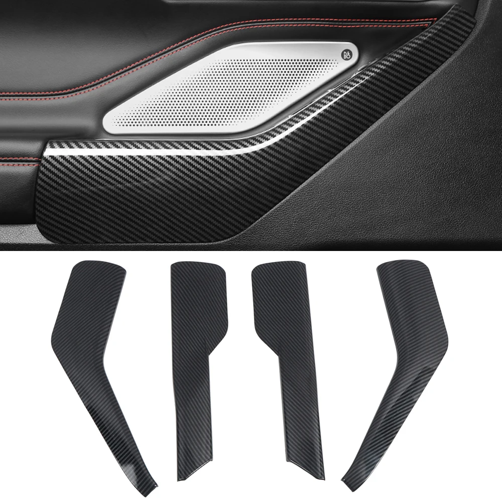 Car Accessories for Ford Explorer 2020 2021Carbon Fiber Look Interior Door Armrest Decoration Strips Cover Trim 4pcs