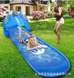 Water Slides Inflatable Water Slide Game Toy Water Toy Double Sliding Cloth Children Grass Outdoor Water Spray Pad Water Ring