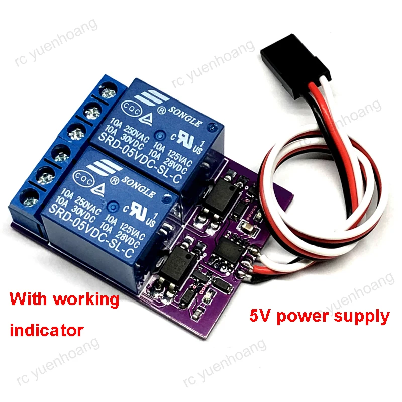 Aircraft Model Relay Module PWM Navigation Light Remote Control 1CH Dual-way Electronic On-off Switch 10A for RC 5V Receiver