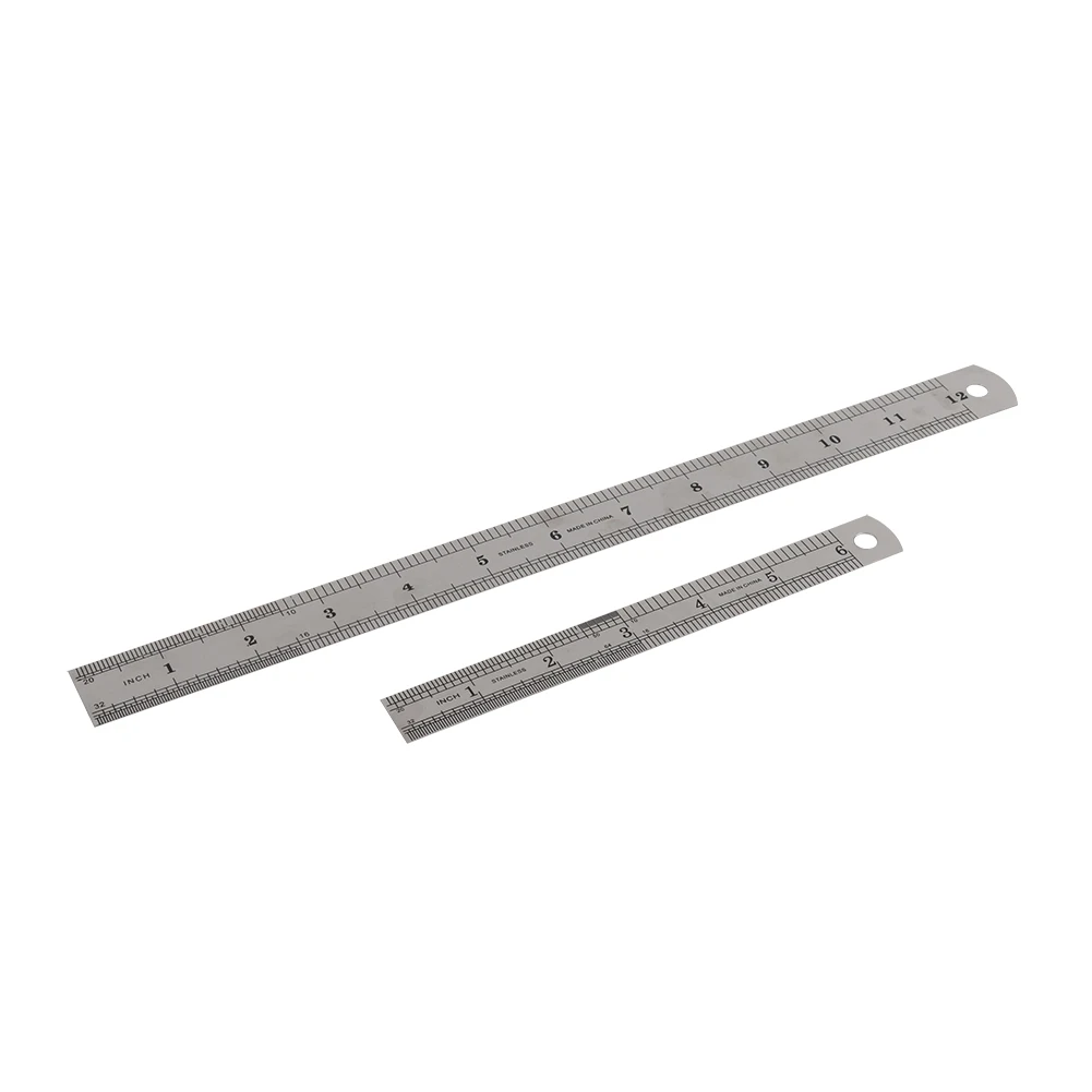 Regla recta de doble cara de acero inoxidable, 15cm/6 pulgadas, 30cm/12 pulgadas, regla métrica, suministros de papelería, 1 unidad