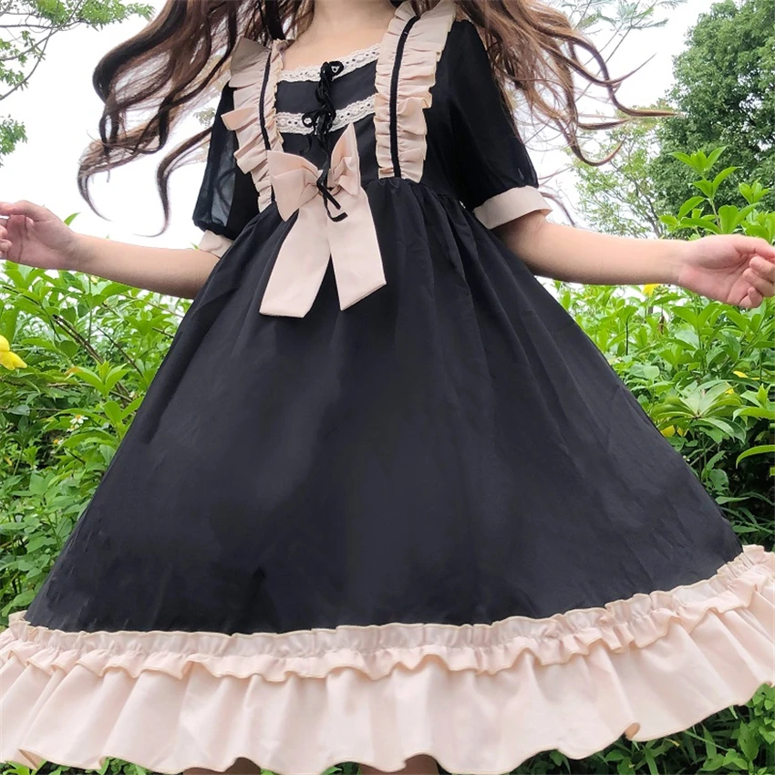 ฮาโลวีนเครื่องแต่งกายสำหรับผู้หญิง Kawaii ลูกไม้ Lolita 2022ฤดูร้อนใหม่เดรสแขนสั้นอะนิเมะหวานสาวคอสเพลย์ชุดเดรสปาร์ตี้