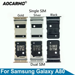 Aocarmo For Samsung Galaxy A80 SM-A805F Single Dual Sim Card MicroSD Holder Nano Sim Tray Slot Replacement Part
