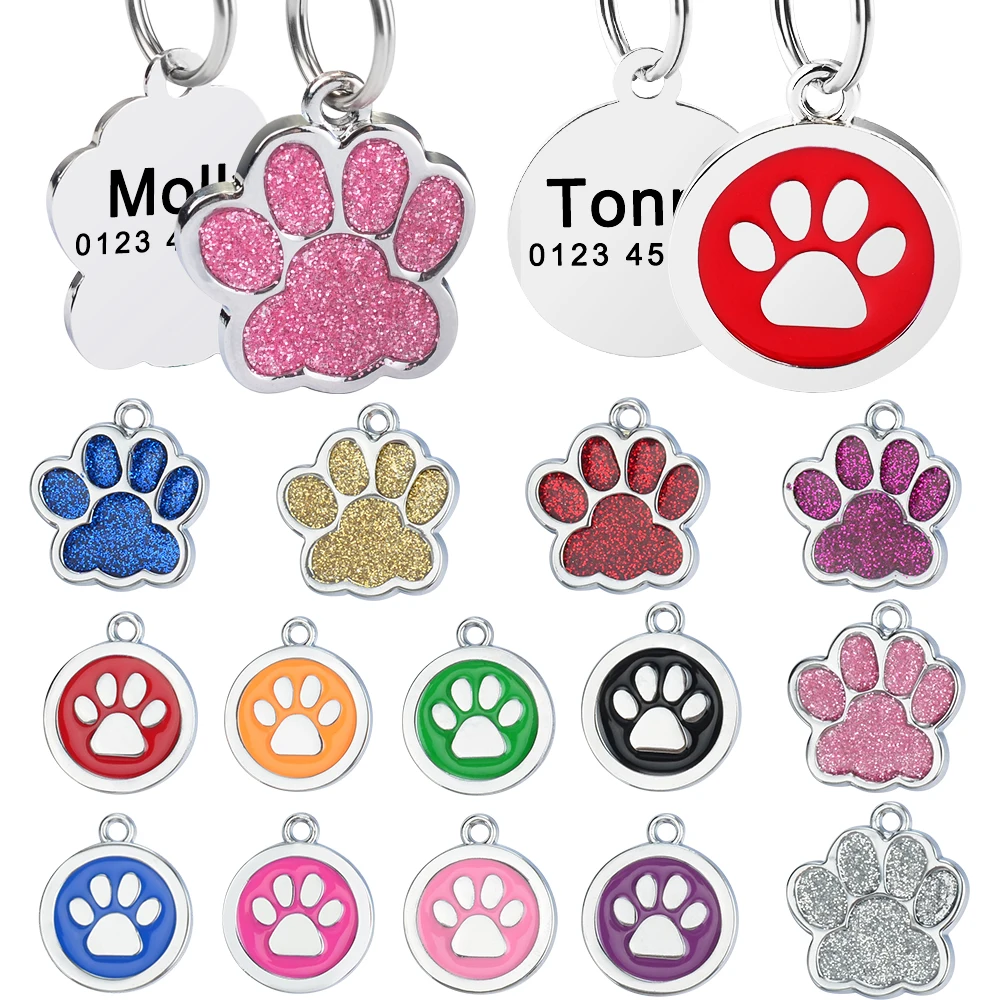 Dog Cat ID Tags Tag Engraving Name and Telphone Number and Pet Supplies DIY Personalized Dogs Id Tag Stainless Steel