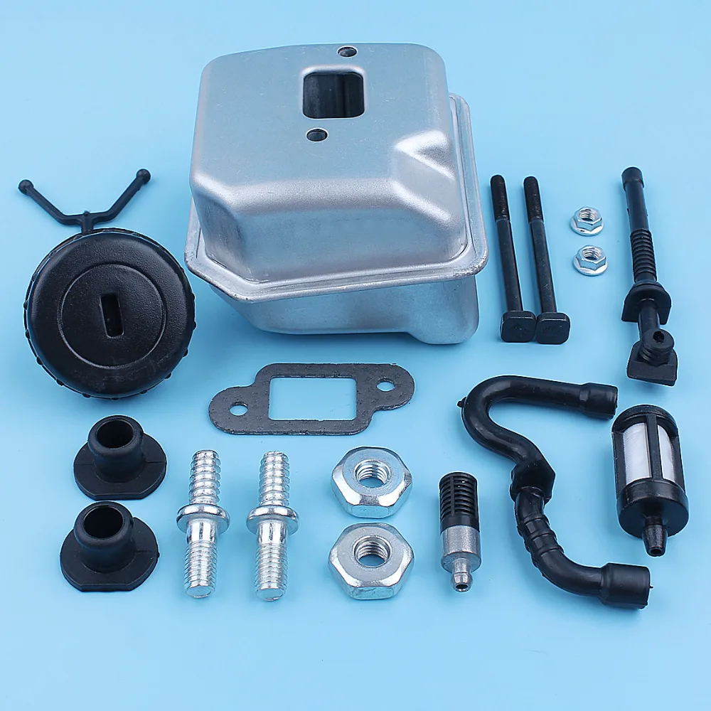 Imagem -04 - Silenciador do Escape Kit Silenciador para Stihl 018 Ms180 017 Ms170 ms 180 170 Ms180c Ms170c Motosserra Barra Parafuso Prisioneiro Porca Combustível Filtro de Óleo Linha