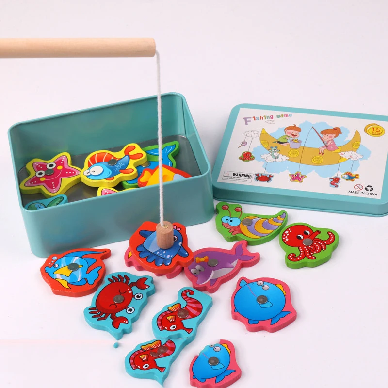 Baby Early Education Toy 3D Fishing Game Set Marine Biological Cognition Magnetic Toys Set Kids Gifts Montessori Toys