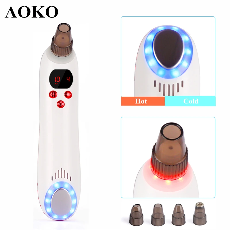 AOKO Hot Cold Hammer Led Photon Beauty Machine Vacuum Suction Blackhead Remover Facial Diamond Dermabrasion Machine Skin Rejuven