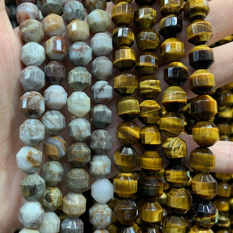 

Natural Crazy Agate Yellow Tiger Eye Stone Beads 15'' Lantern DIY Loose Beads For Jewelry Making Men Beads Bracelet Necklace