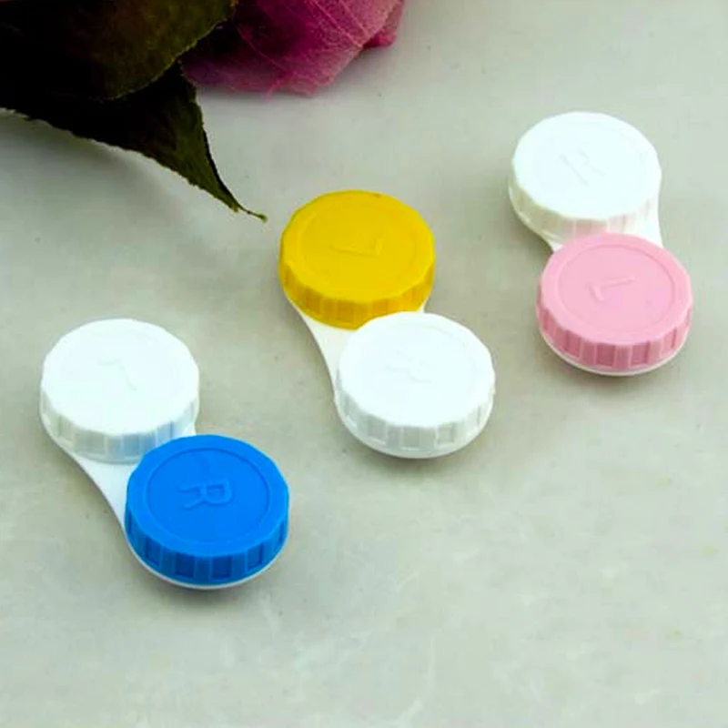 10pcs/lot Simple Contact Lens Case Box Eyewear Accessories Cute Travel Box Container For Eyes Lenses Random Color Wholesale