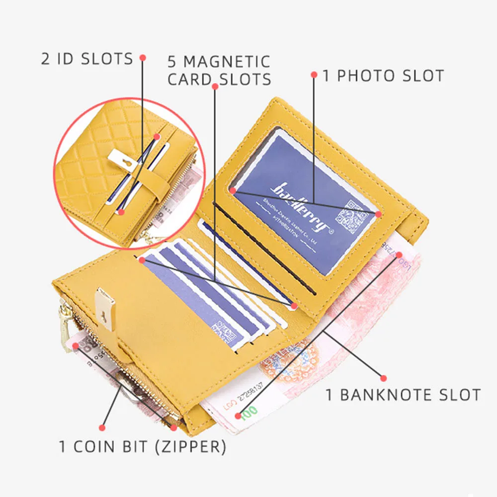 2022 Mini Women Wallets 8 Card Holders Hasp Plaid Pattren Small Fashion Wallets Zipper Quality Female Purse Card Holder Wallet