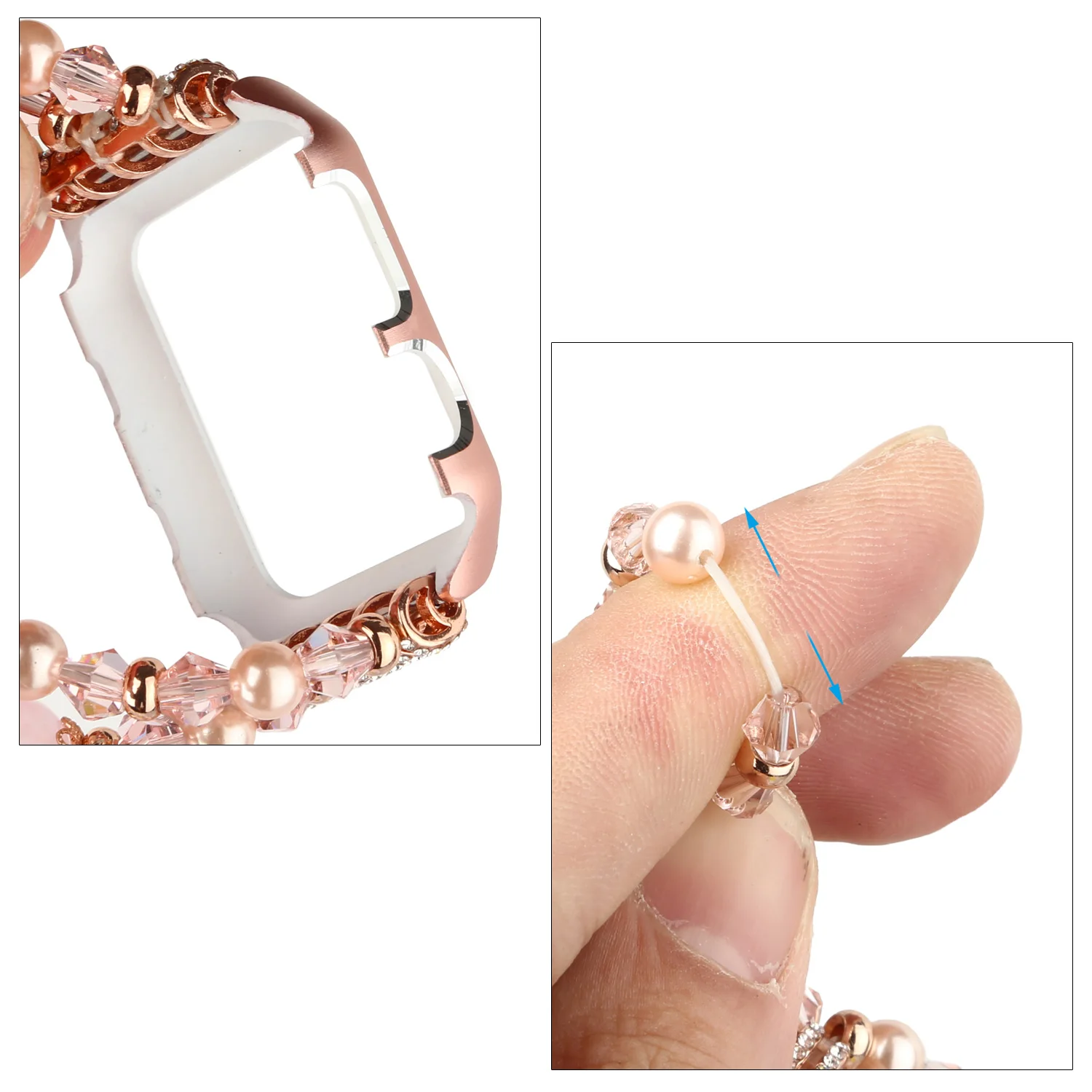 Case + Strap For Apple watch 44mm 40mm Series 6 5 4 SE Diamond-encrusted protective cover for iwatch 3 2 1 42mm 38mm Agate strap