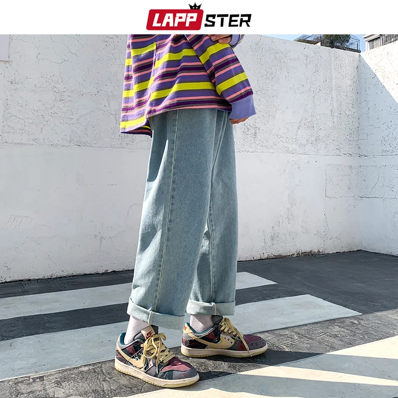 

LAPPSTER Men Vintage Japanese Streetwear Baggy Jeans Joggers 2023 Mens Harajuku Korean Fashion Denim Trousers Male Causal Jeans