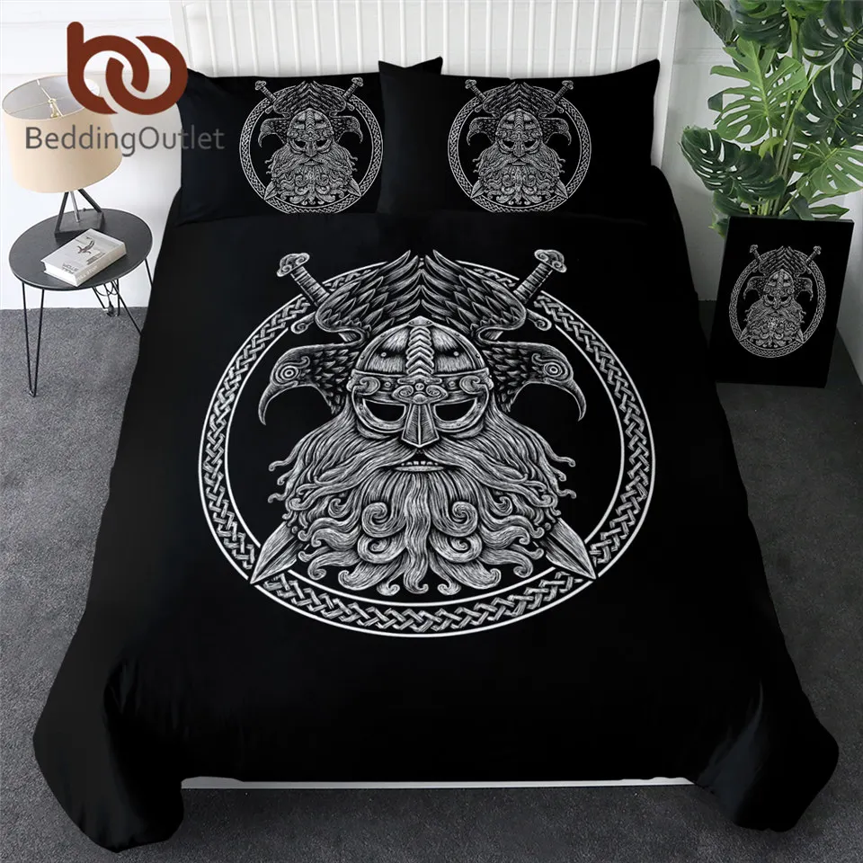 

BeddingOutlet Game Bedding Set Cool Black Duvet Cover Set for Boys Teen Bedclothes Warrior Bedspread Compass Home Decor 3-Piece