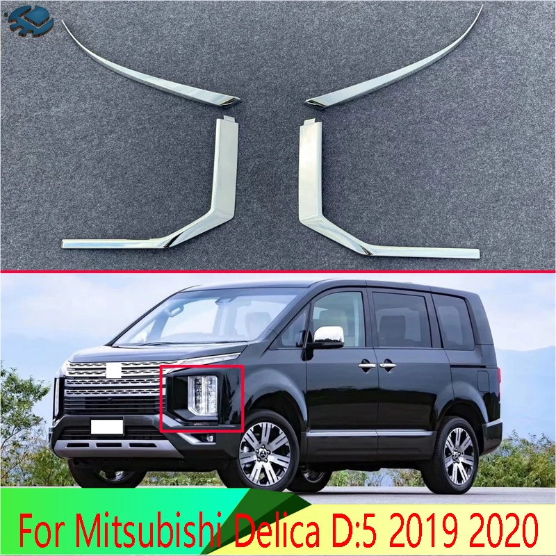 

For Mitsubishi Delica D:5 2019 2020 2021 Car Accessories ABS Chrome Front Head Light Headlight Lamp Cover Trim Molding Frame