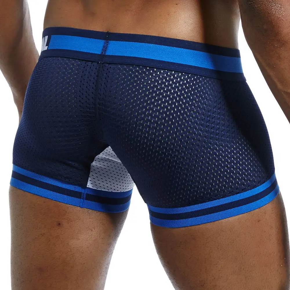 JOCKMAIL Men Underwear Boxers Nylon mesh breathable Cuecas Boxers fitness youth underwear big boy Wear men boxer Elastic legs