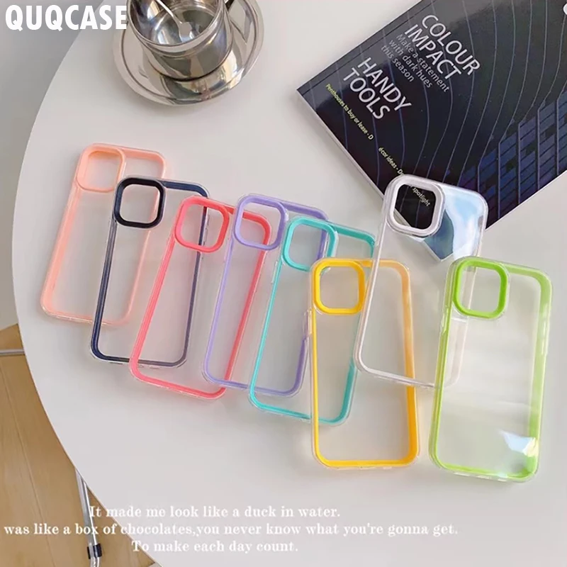 Candy Color Bumper Shockproof Trasparent Case For iPhone 13 Pro Max 12 Mini 11 6S 7 8 Plus XS XR X SE iPhone13 13Pro Clear Cover