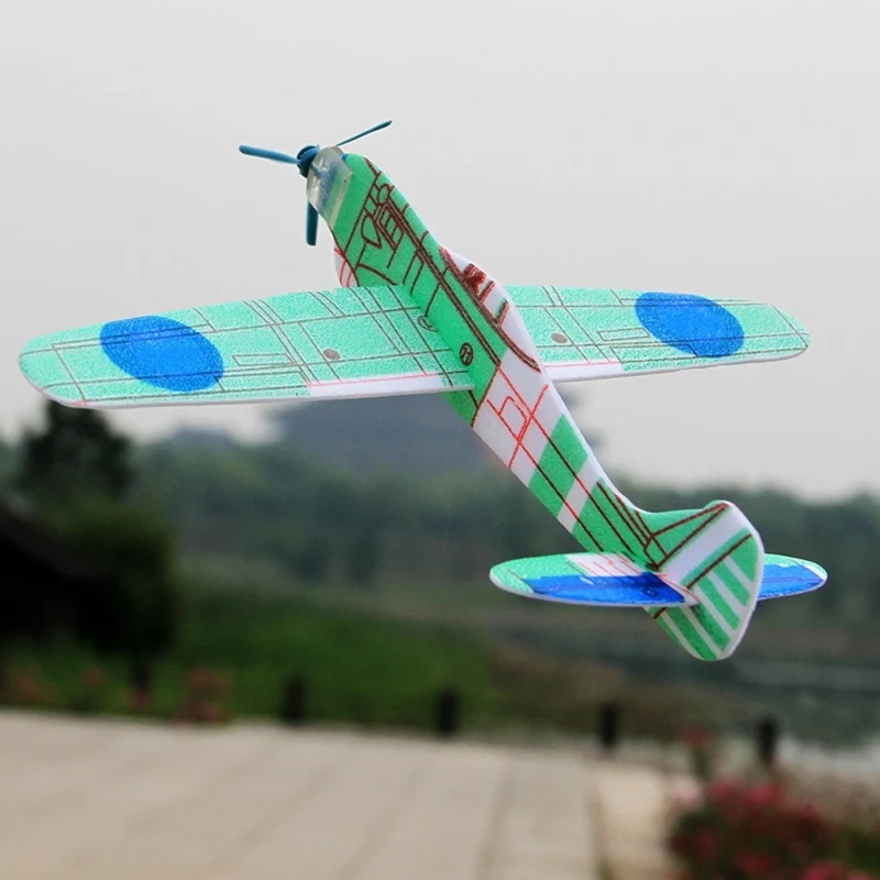 12pcs/lot Foam Material Hand Throw Plane Outdoor Launch Glider Children\'s Gift DIY Model Toy 19 Cm Fun Children\'s Helicopter Toy