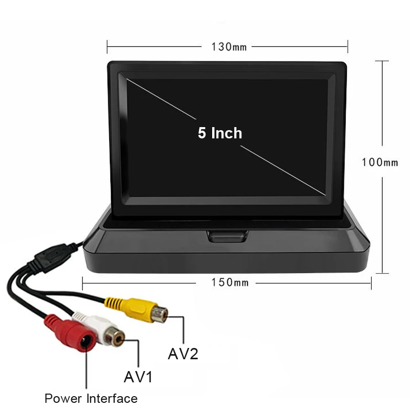 5 Inch 800*480 TFT LCD Foldable Car Monitor Reverse Parking And 12 LED Night Vision Rear View Camera