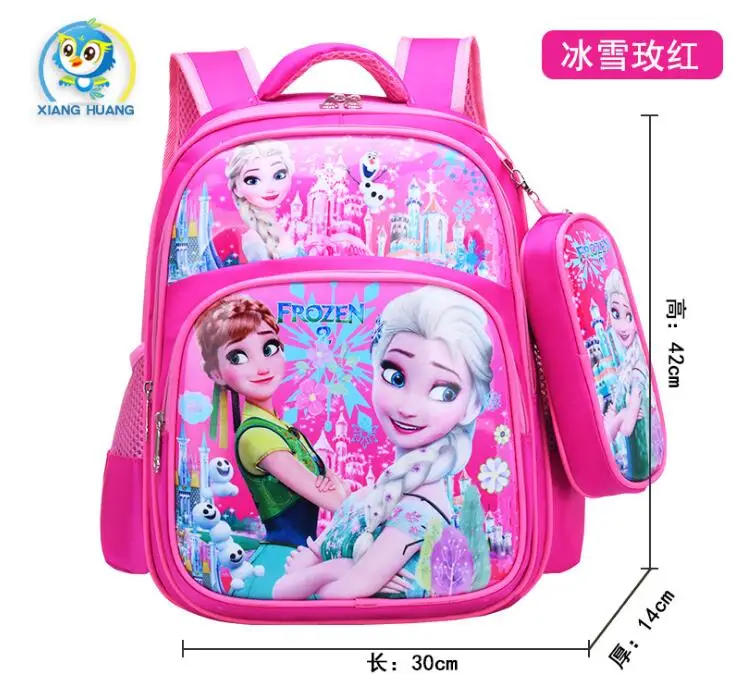 Disney-Mochila escolar de Frozen para niñas, morral de dibujos animados de Elsa y Anna, bolsa compuesta para estudiantes de primaria