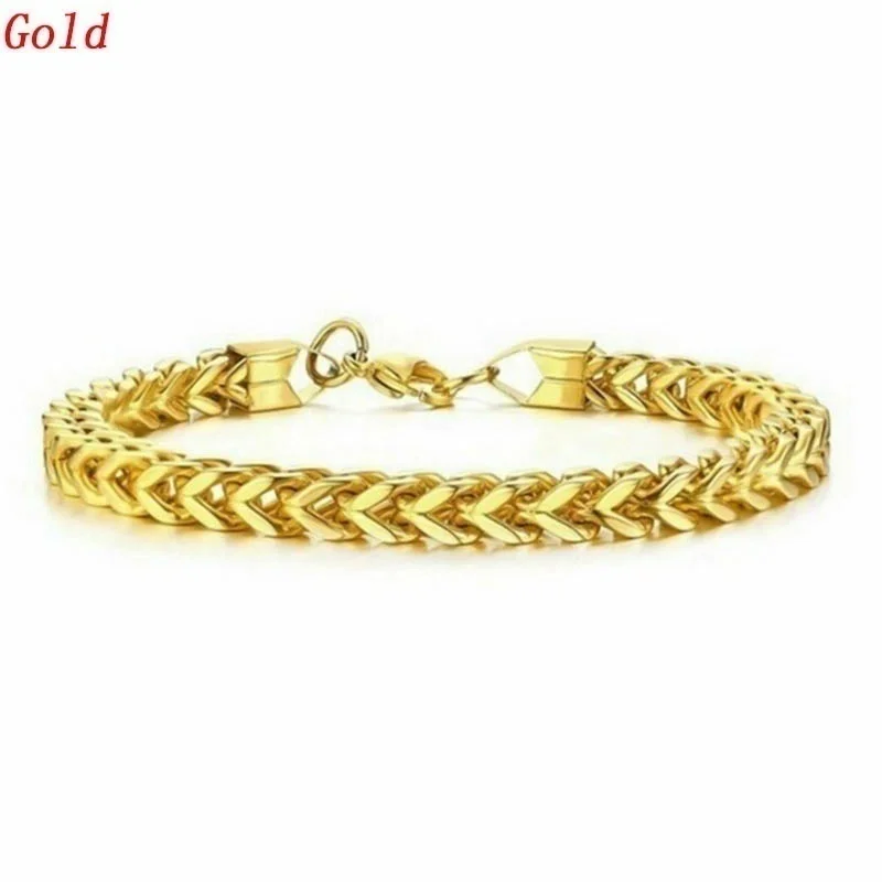 Popular Concise Style Sagittate Bracelet for Men Chains On The Hand Hip-Hop Jewelry Fashion Metal Accessories Gifts To Boyfriend