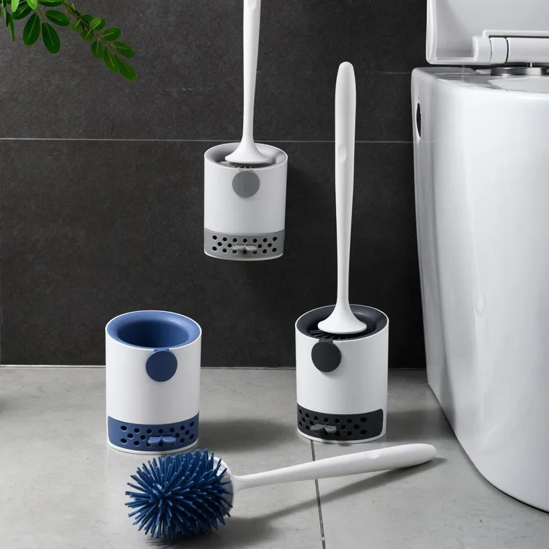 Xiaomi Youpin Wall-mounted TPR round flat brush head hollow drainable vertical toilet brush toilet crevice cleaning brush