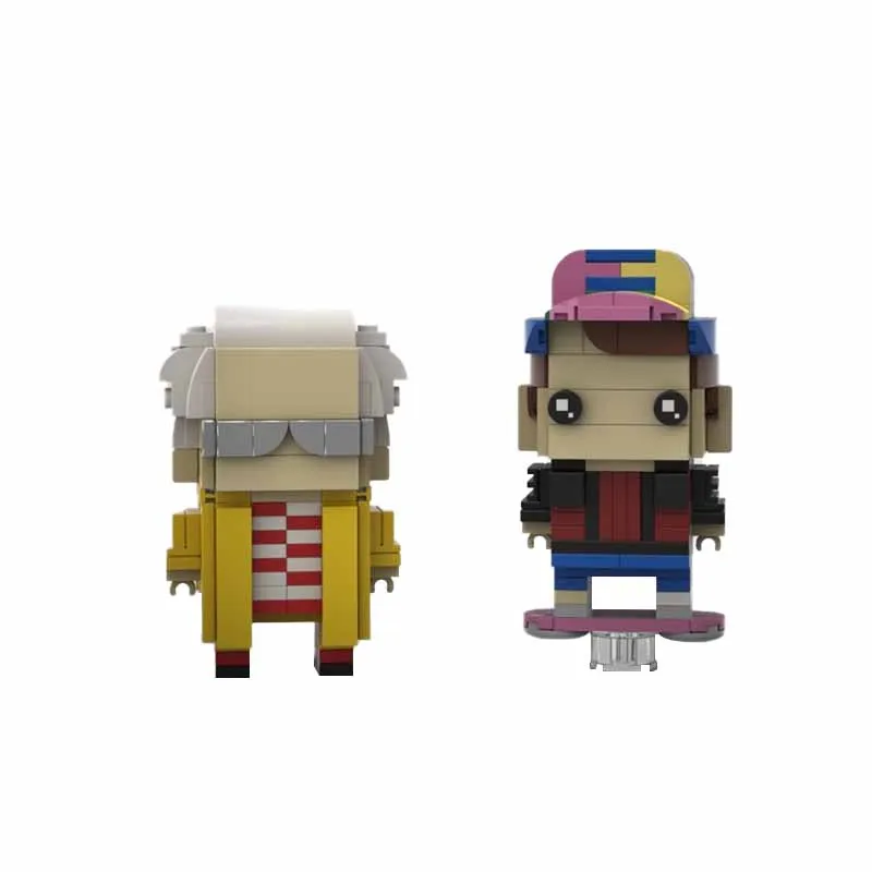 Mini Back To The Future Cartoon Characters Dr.Brown and Marty McFly Building Blocks Kit Brickheadzalss Figures Xmas Gift