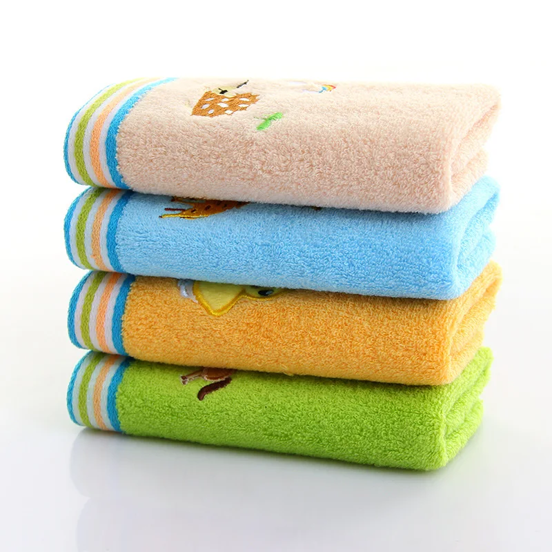 Premium Cotton Handkerchief for Children, Face Towel for Kids, Bathroom, Skin-Friendly, Animal Embroidery, Machine Washable