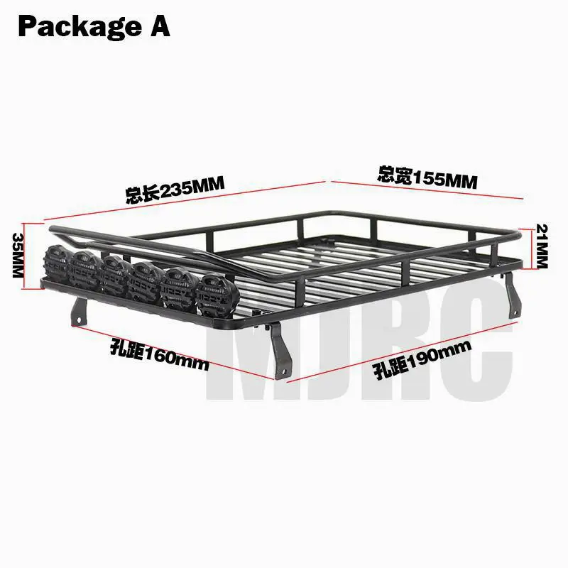 Metal Small Roof Luggage Rack LED Light For 1/10 RC Crawler For TRX4 Bronco Axial Scx10 RC4WD D90 CC01 TF2 JIMNY VS4-10