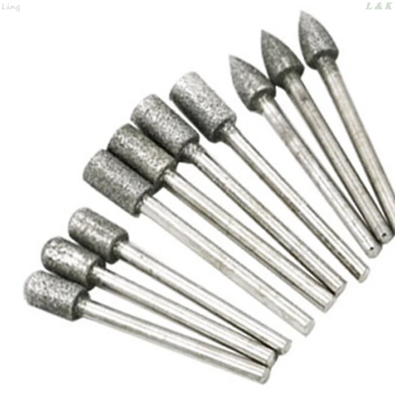 20/pcs 6X3mm Diamond  Rotary Tool Sintered Diamond Burs Abrasive Grinding Head  Accessories Diamond Bits U50A