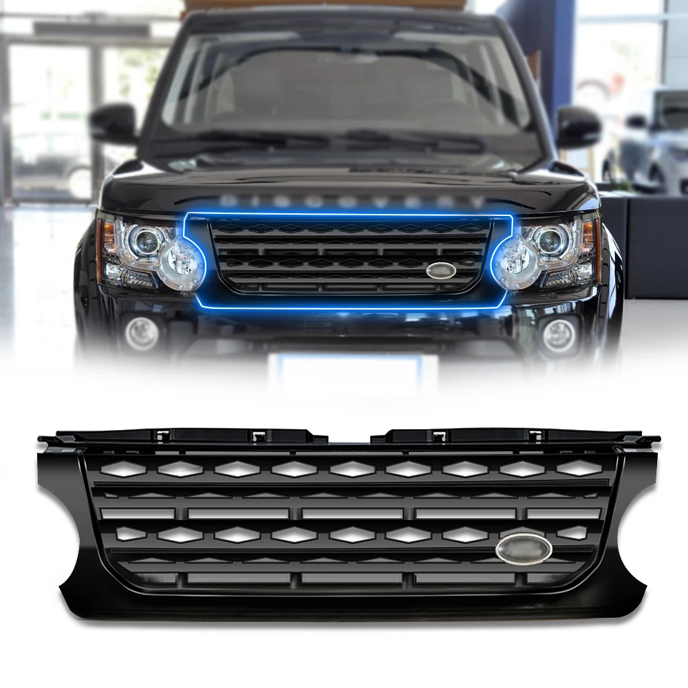 

For Land Rover Discovery 4 LR4 2014 2015 2016 LR057534 Car Front Racing Grill Bumper Honey Comb Mesh Grille with Emblem