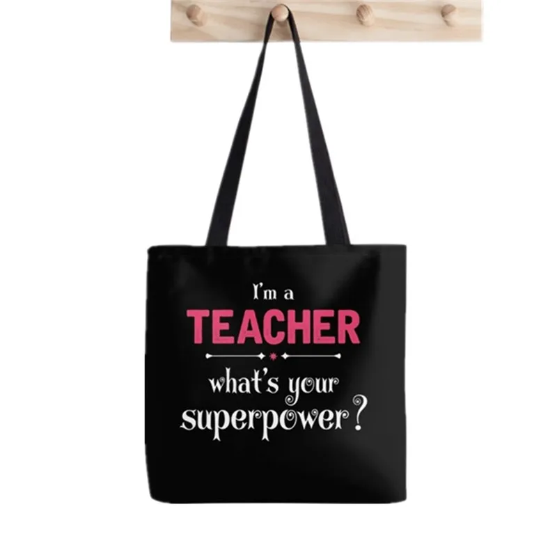 

Shopper I Am A Teacher Superpower Printed Tote Bag women Harajuku shopper Funny handbag girl Shoulder shopping Lady Canvas Bag