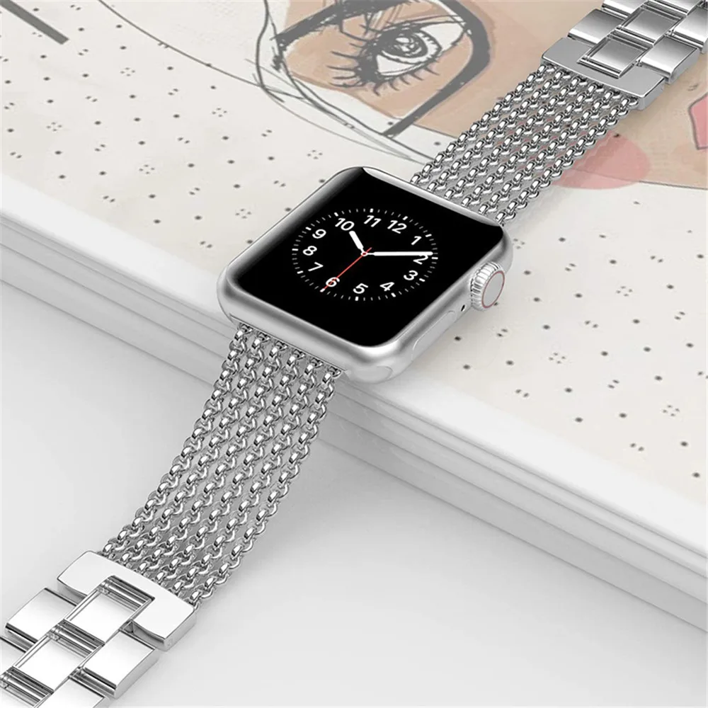 Women Stainless Steel Strap for Apple Watch Band 7 6 5 41mm 45mm 44mm 40mm Metal Bracelet IWatch Series SE 4 3 38/42mm Watchband